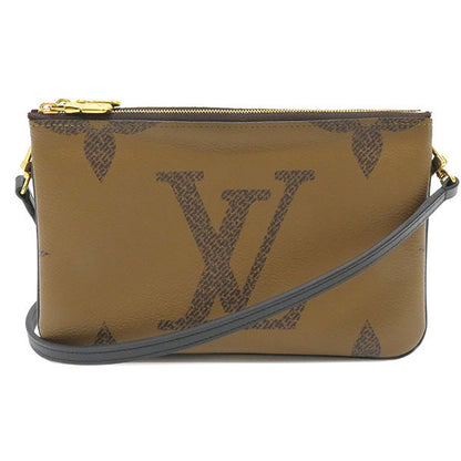 Louis Vuitton Shoulder Bag Pochette Double Zip Monogram Brown Wallet Gold Metal Fittings