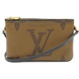 Louis Vuitton Shoulder Bag Pochette Double Zip Monogram Brown Wallet Gold Metal Fittings
