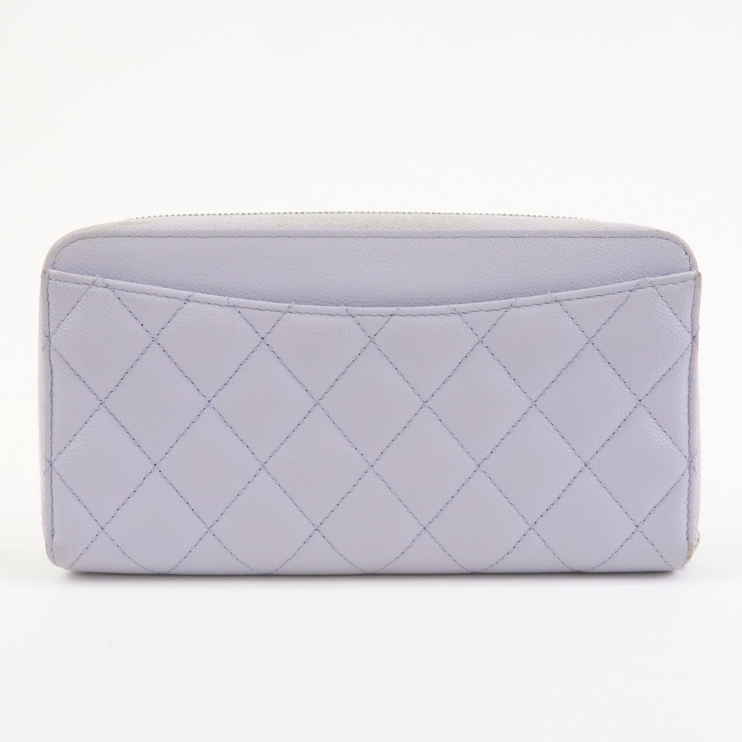 CHANEL Matelasse Caviarskin Round Zippy Wallet Lavender AP0242