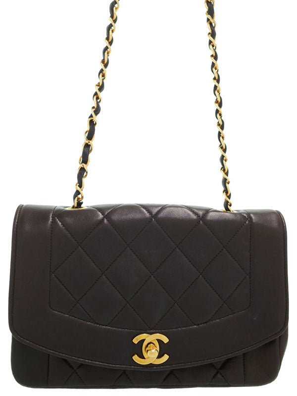 Chanel Diana Matelasse Chain Shoulder Bag Black