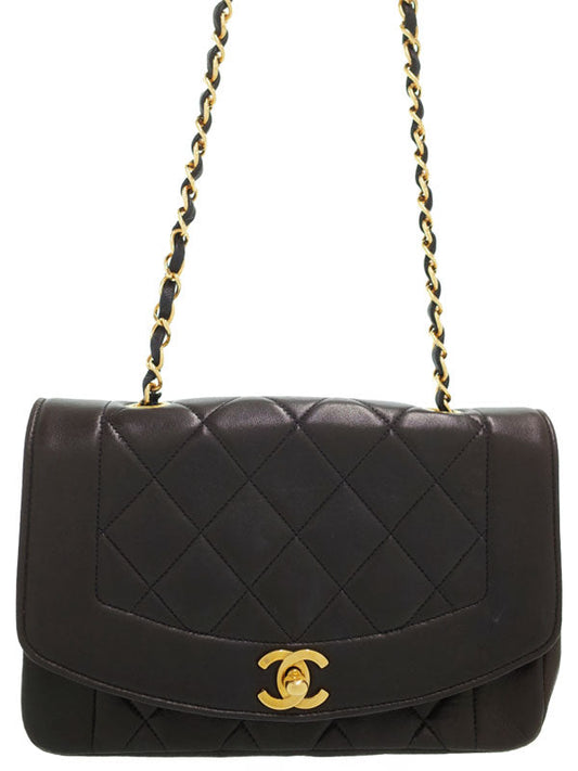 Chanel Diana Matelasse Chain Shoulder Bag Black