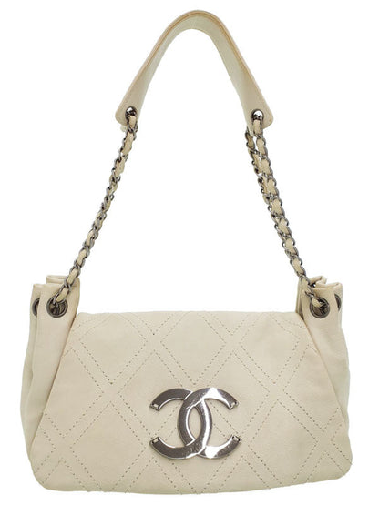 Chanel Diamond Stitch Chain Shoulder Bag Ivory Beige