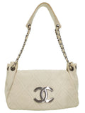 Chanel Diamond Stitch Chain Shoulder Bag Ivory Beige
