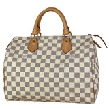Louis Vuitton Speedy 30 Boston Bag Handbag Damier Azur White