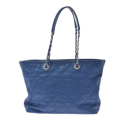 Chanel Matelasse Chain Tote Blue Silver Hardware Caviar Skin Bag
