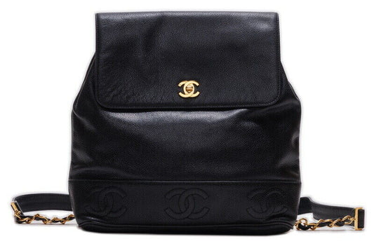 Chanel Triple Coco Turn Lock Chain Caviar Skin Black
