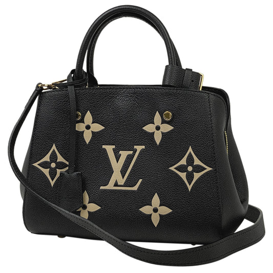 Louis Vuitton Montaigne BB Shoulder Bag Bicolor Monogram Implant Noir Beige