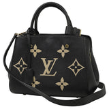 Louis Vuitton Montaigne BB Shoulder Bag Bicolor Monogram Implant Noir Beige