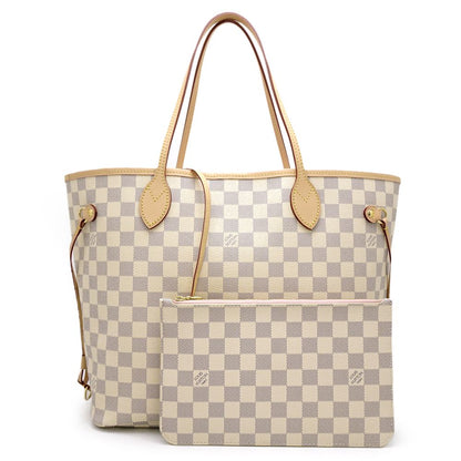 Louis Vuitton  Damier Azur Neverfull MM Rose Ballerine Tote Bag