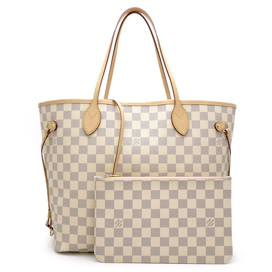 Louis Vuitton  Damier Azur Neverfull MM Rose Ballerine Tote Bag