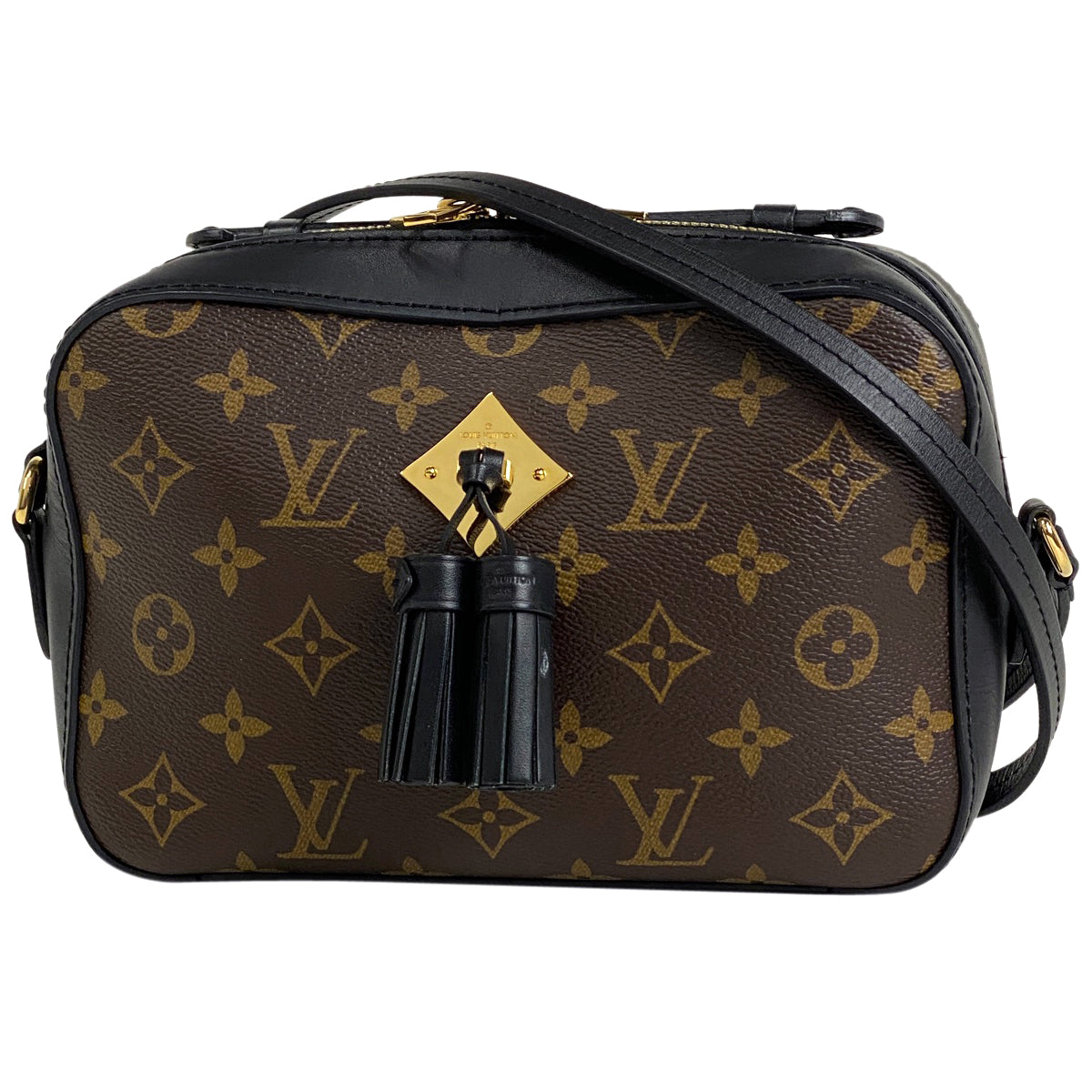 Louis Vuitton Saintonge Diagonal Fringe Tassel Shoulder Bag Monogram Brown Noir Black