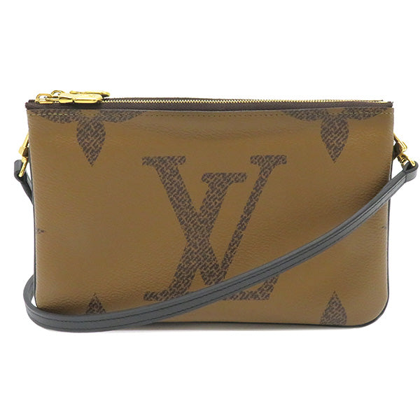 Louis Vuitton Shoulder Bag Pochette Double Zip Monogram Brown Wallet Gold Metal Fittings