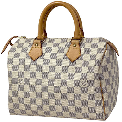 Louis Vuitton Speedy 25 Handbag Damier Azur White