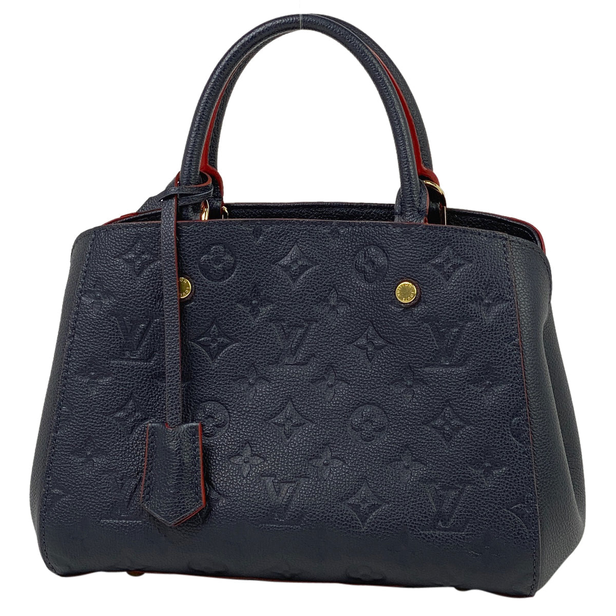 Louis Vuitton Montaigne BB Handbag Monogram Implant Marine Rouge