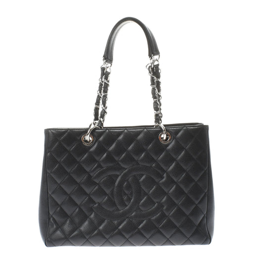 Chanel Matelasse Gst Black Silver Hardware Caviar Skin Tote Bag