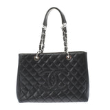 Chanel Matelasse Gst Black Silver Hardware Caviar Skin Tote Bag