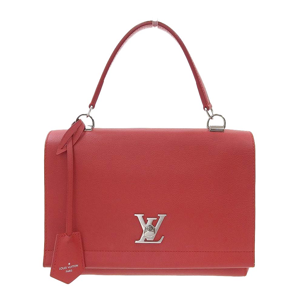 Louis Vuitton Lock Me 2 Handbag Calf Leather Ruby red