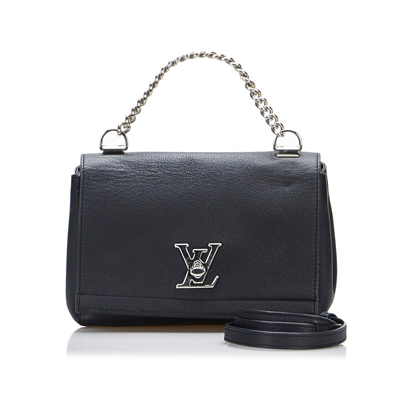 Louis Vuitton Lock Me 2 BB Handbag Shoulder Bag 2WAY Noir Black Leather