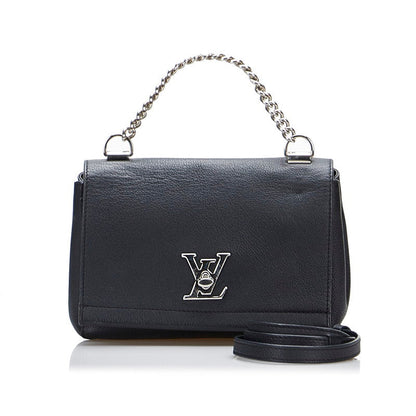 Louis Vuitton Lock Me 2 BB Handbag Shoulder Bag 2WAY Noir Black Leather