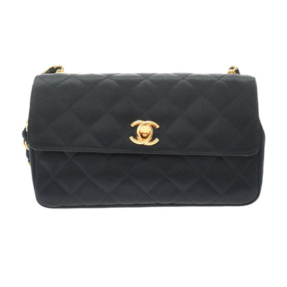 Chanel Mini Matelasse Chain Shoulder Black Gold Hardware Satin Shoulder Bag