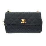 Chanel Mini Matelasse Chain Shoulder Black Gold Hardware Satin Shoulder Bag