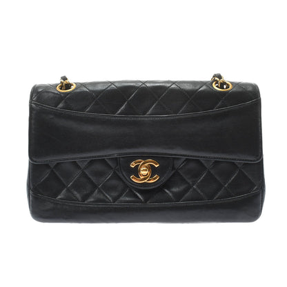 Chanel Matelasse Chain Shoulder Black Gold Hardware Lambskin Shoulder Bag