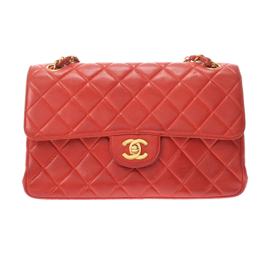 Chanel Matelasse Double Face Chain Shoulder Red Gold Hardware Lambskin Shoulder Bag