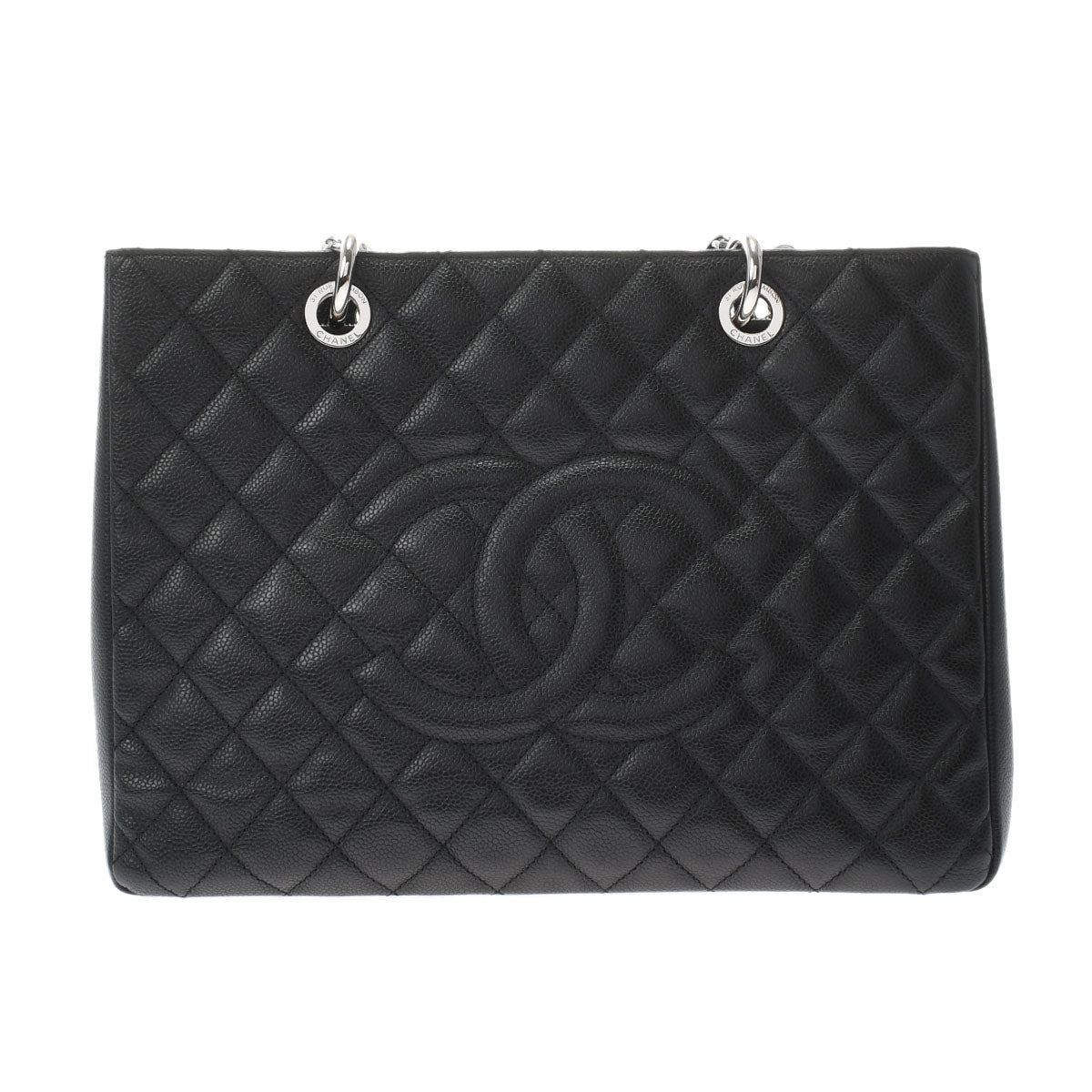 Chanel Matelasse Gst Black Silver Hardware Caviar Skin Tote Bag