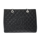 Chanel Matelasse Gst Black Silver Hardware Caviar Skin Tote Bag