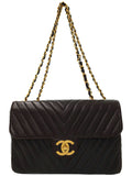 Chanel V Stitch Chain Shoulder Bag Black