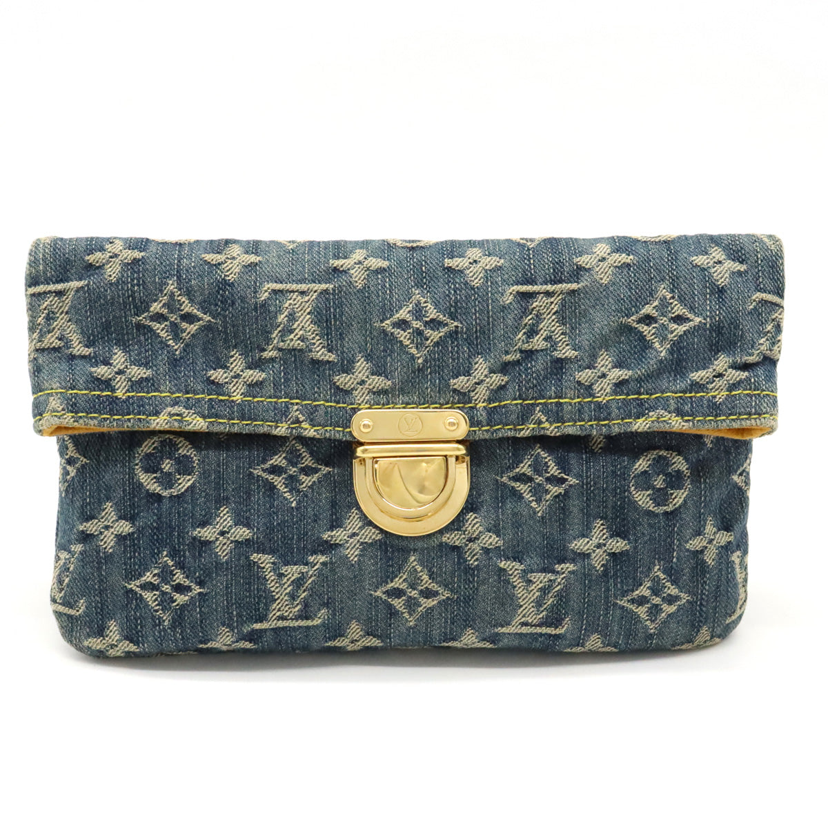 Louis Vuitton Monogram Denim Pochette Plat Clutch Bag