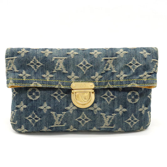 Louis Vuitton Monogram Denim Pochette Plat Clutch Bag