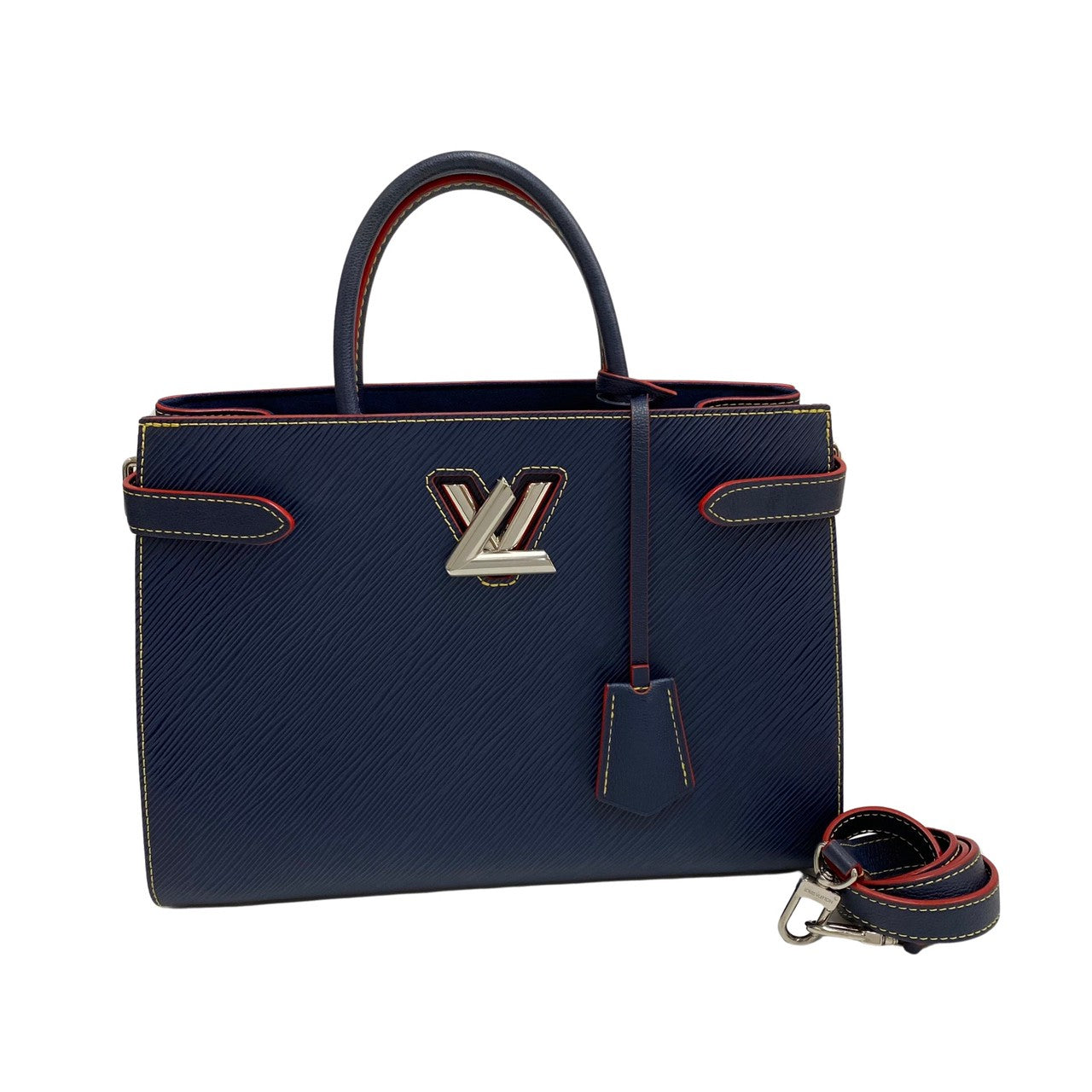 Louis Vuitton Twist Tote Epi Turnlock Leather Navy