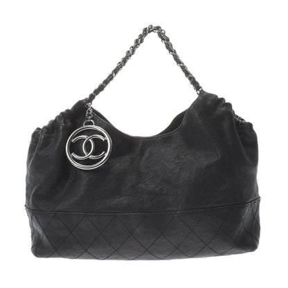 Chanel Cococabas Black Silver Hardware Leather Shoulder Bag