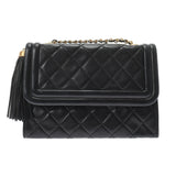 Chanel Matelasse Fringe Chain Shoulder Black Gold Hardware Lambskin Shoulder Bag