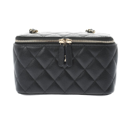 Chanel Matelasse Vanity Case Black Gold Hardware Grained Calfskin Shoulder Bag