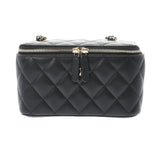 Chanel Matelasse Vanity Case Black Gold Hardware Grained Calfskin Shoulder Bag