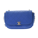 Chanel Chain Shoulder Blue Gold Hardware Calfskin Shoulder Bag