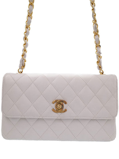 Chanel Mini Matelasse Chain Shoulder Bag White