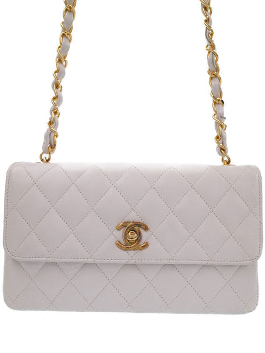 Chanel Mini Matelasse Chain Shoulder Bag White