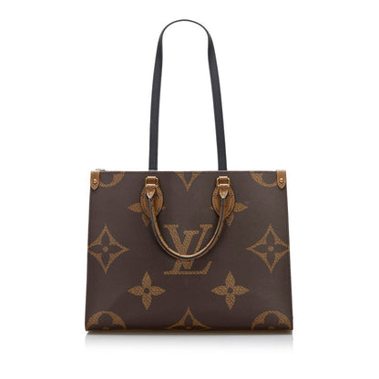 Louis Vuitton Reverse On the Go MM Shoulder Bag Brown Beige