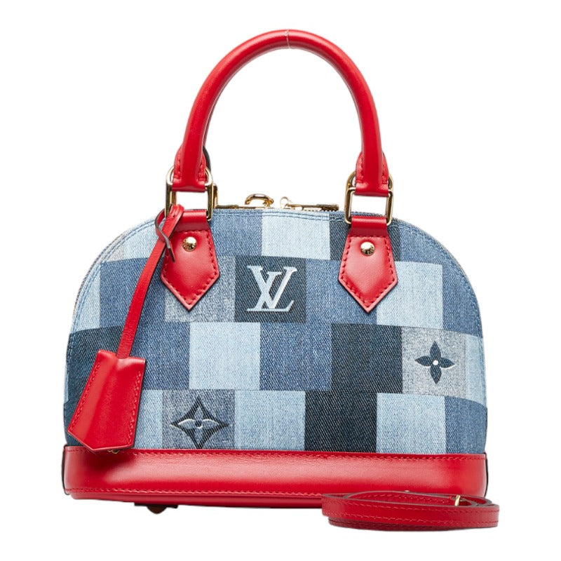 Louis Vuitton Monogram Denim Alma BB Shoulder Bag Blue Red