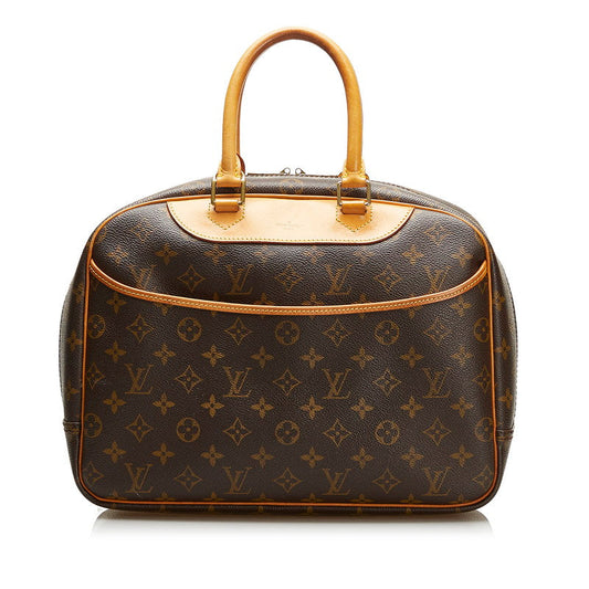 Louis Vuitton Monogram Deauville Handbag Brown PVC Leather
