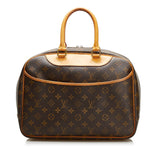 Louis Vuitton Monogram Deauville Handbag Brown PVC Leather