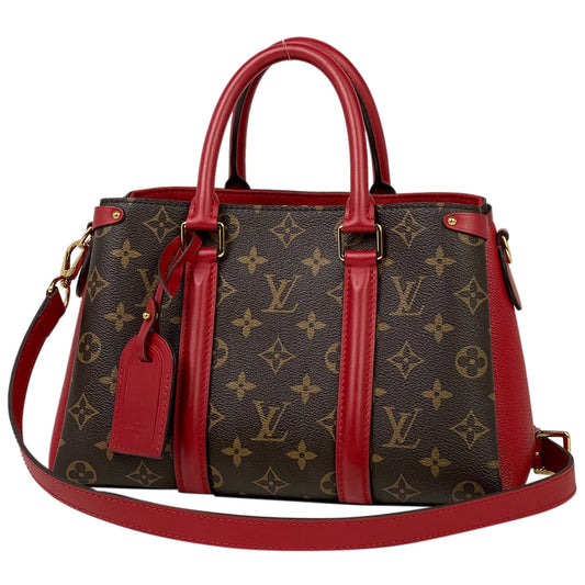Louis Vuitton Soufflot NV BB 2 Way Shoulder Bag Handbag Monogram Brown Suise Red