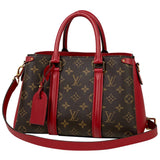 Louis Vuitton Soufflot NV BB 2 Way Shoulder Bag Handbag Monogram Brown Suise Red