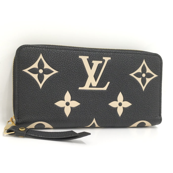Louis Vuitton Zippy Wallet Round Zipper Long Wallet Monogram Amplant Black Beige