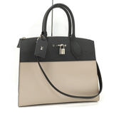Louis Vuitton City Steamer MM Taurillon Leather Black Greige 2way Handbag