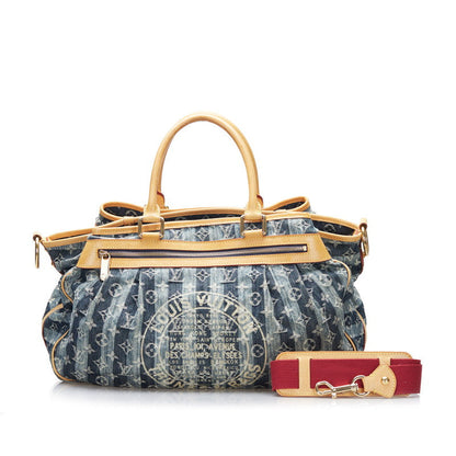 Louis Vuitton Denim Cavalier GM Handbag Shoulder Bag Blue