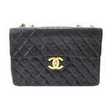 Chanel Matelasse Big Matelasse Chain Shoulder 34cm Black Gold Hardware Lambskin Shoulder Bag